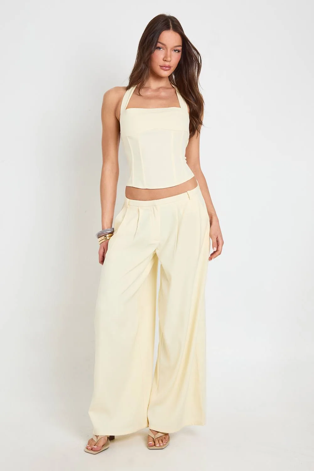 Halter Strap Tailored Corset Top by boohoo