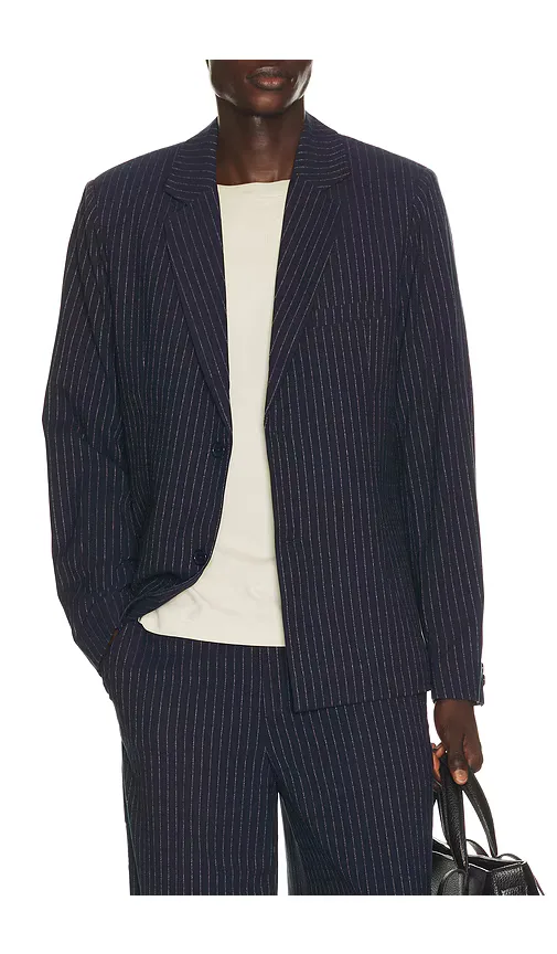 Double-Button Pinstripe Blazer by KROST