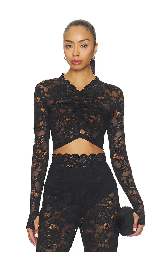 Delphine Lace Long Sleeve Crop Top