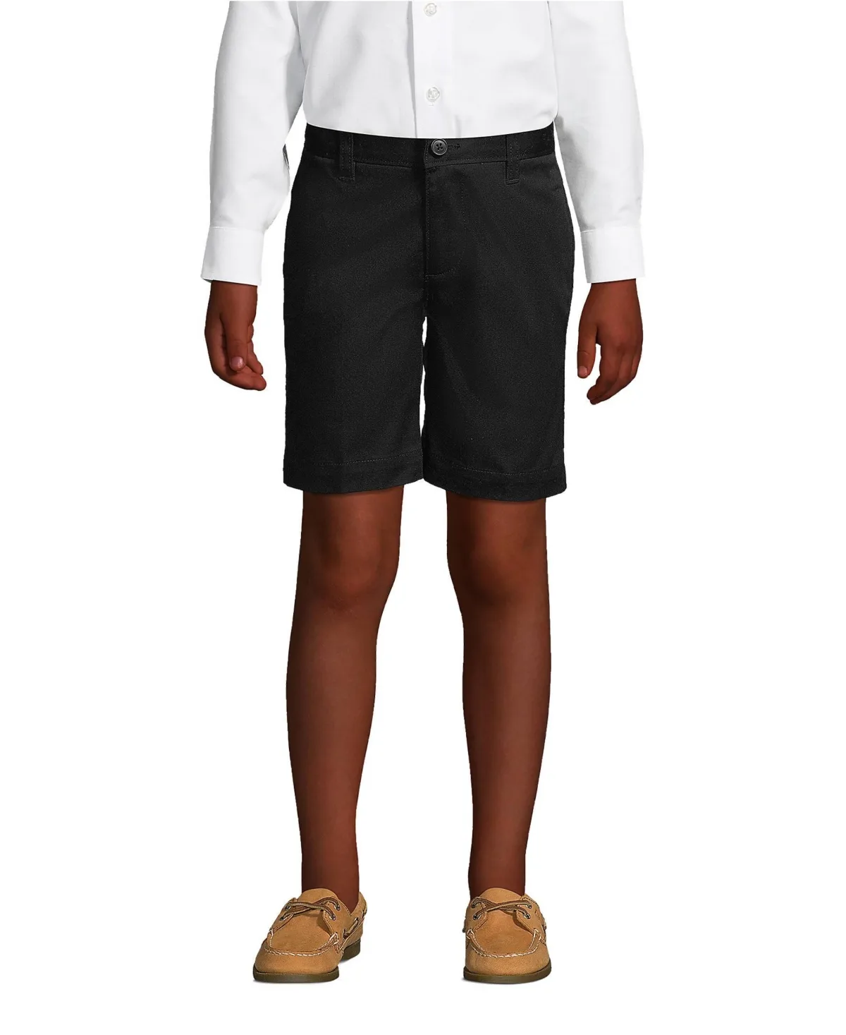 School Uniform Plain Front Blend Chino Shorts by Lands' End