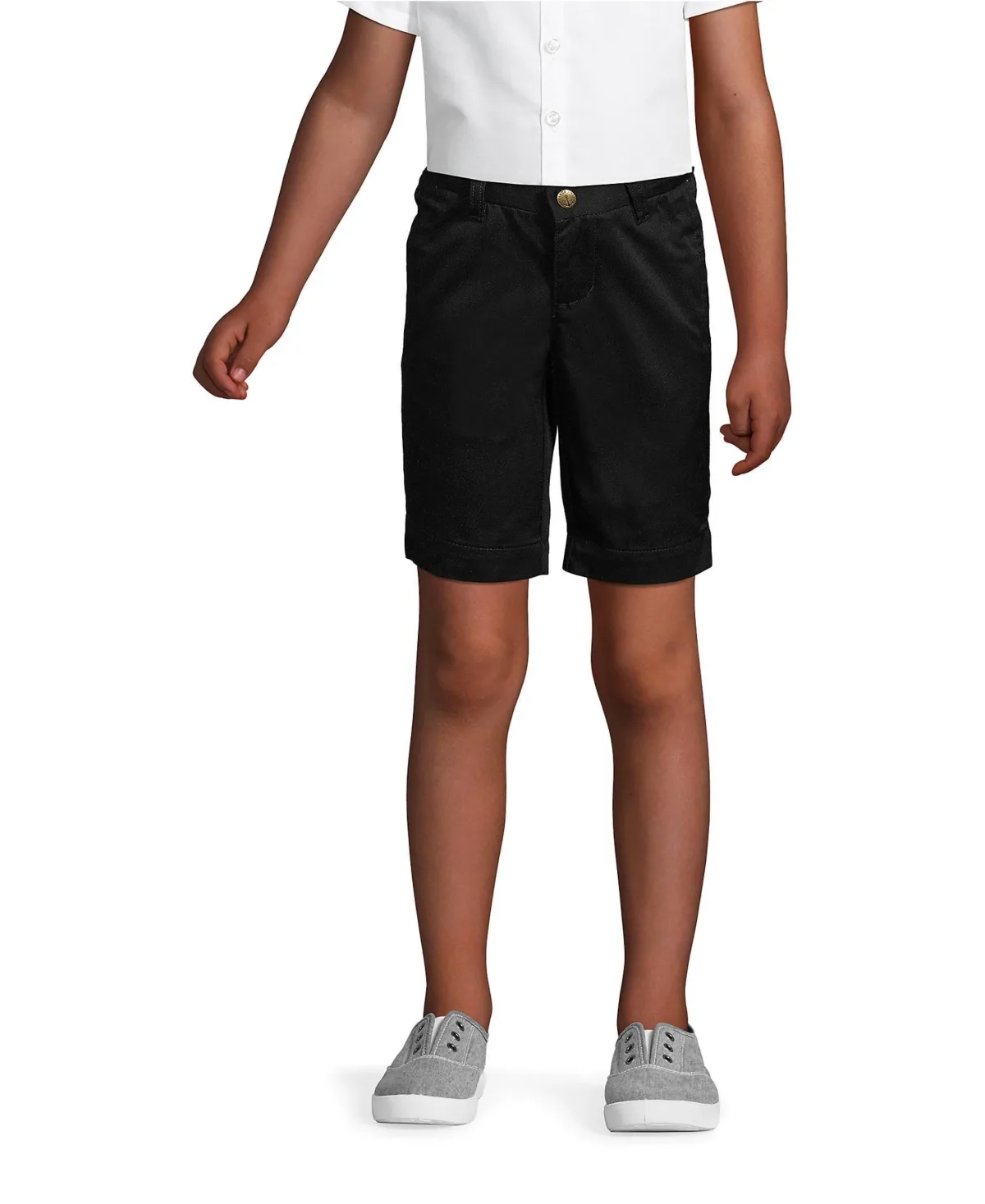 School Uniform Slim Plain Front Blend Chino Shorts by Lands' End