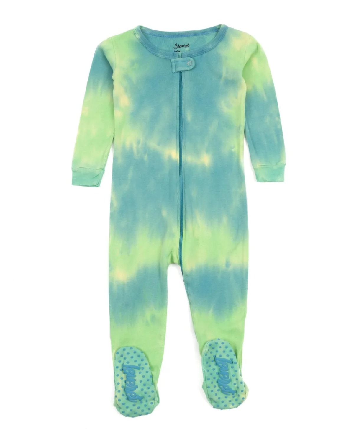 Matching Family One Piece Footed Cotton Long Sleeve Tie Dye Pajamas by Leveret