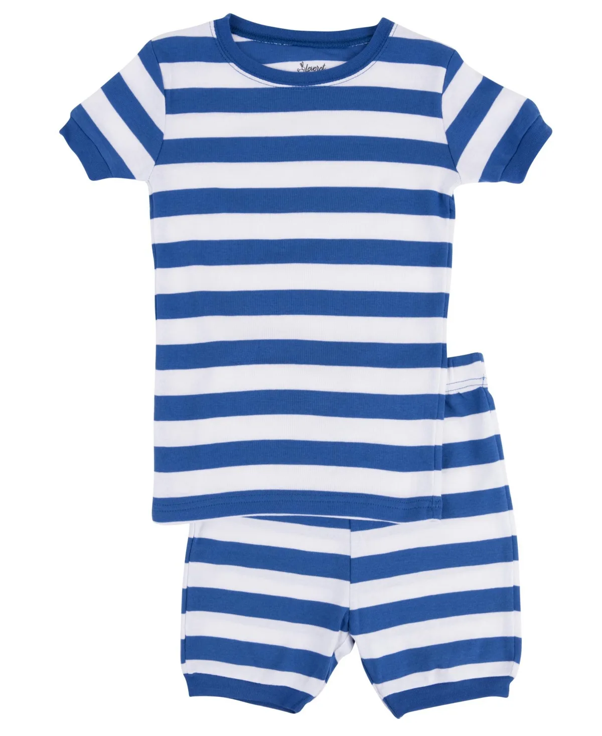 Two Piece Cotton Short Sleeve Striped Holiday Pajamas by Leveret