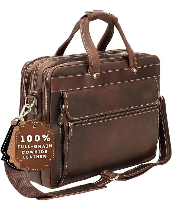 Large Leather Briefcase by Luxorro