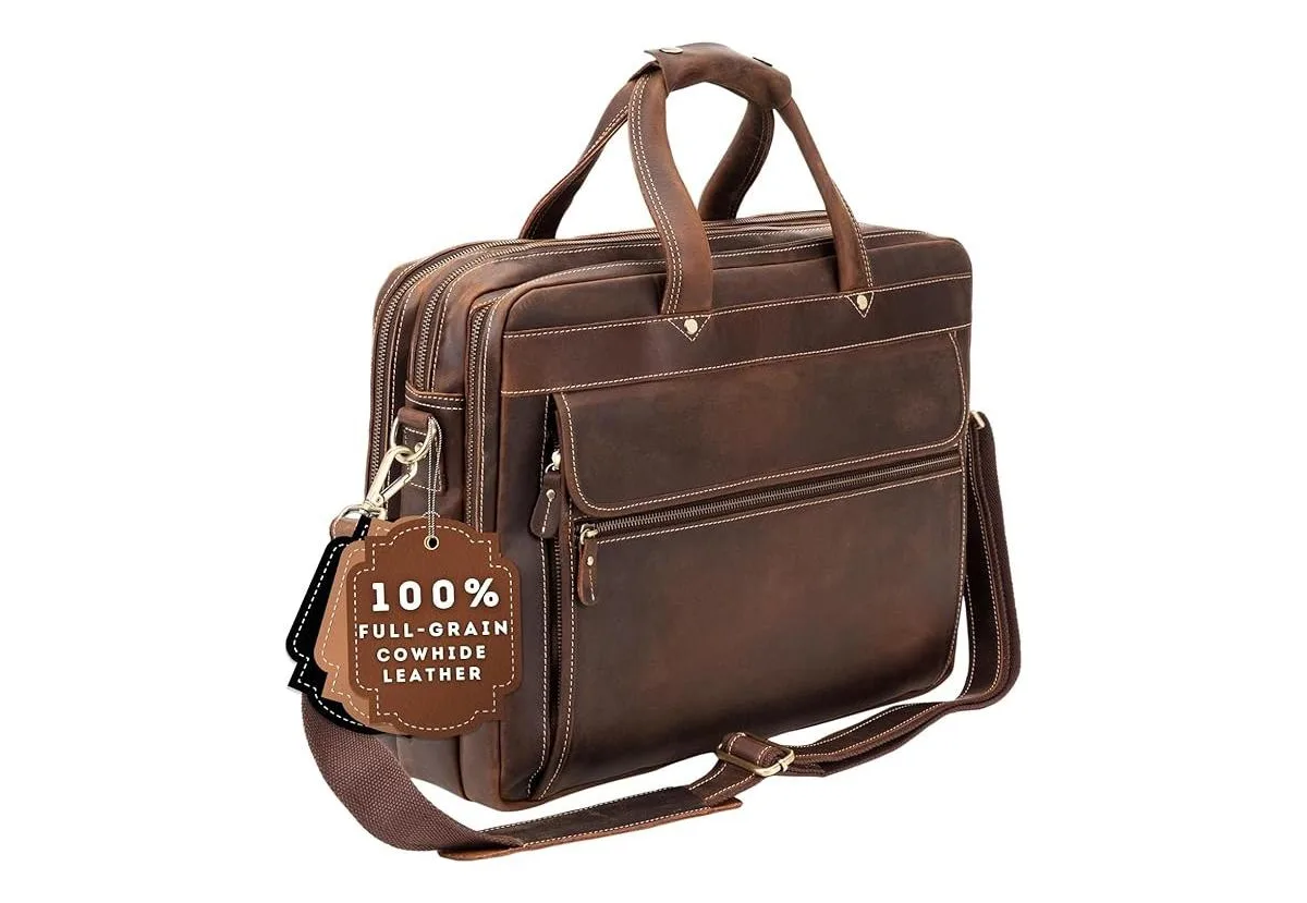 Large Leather Briefcase by Luxorro