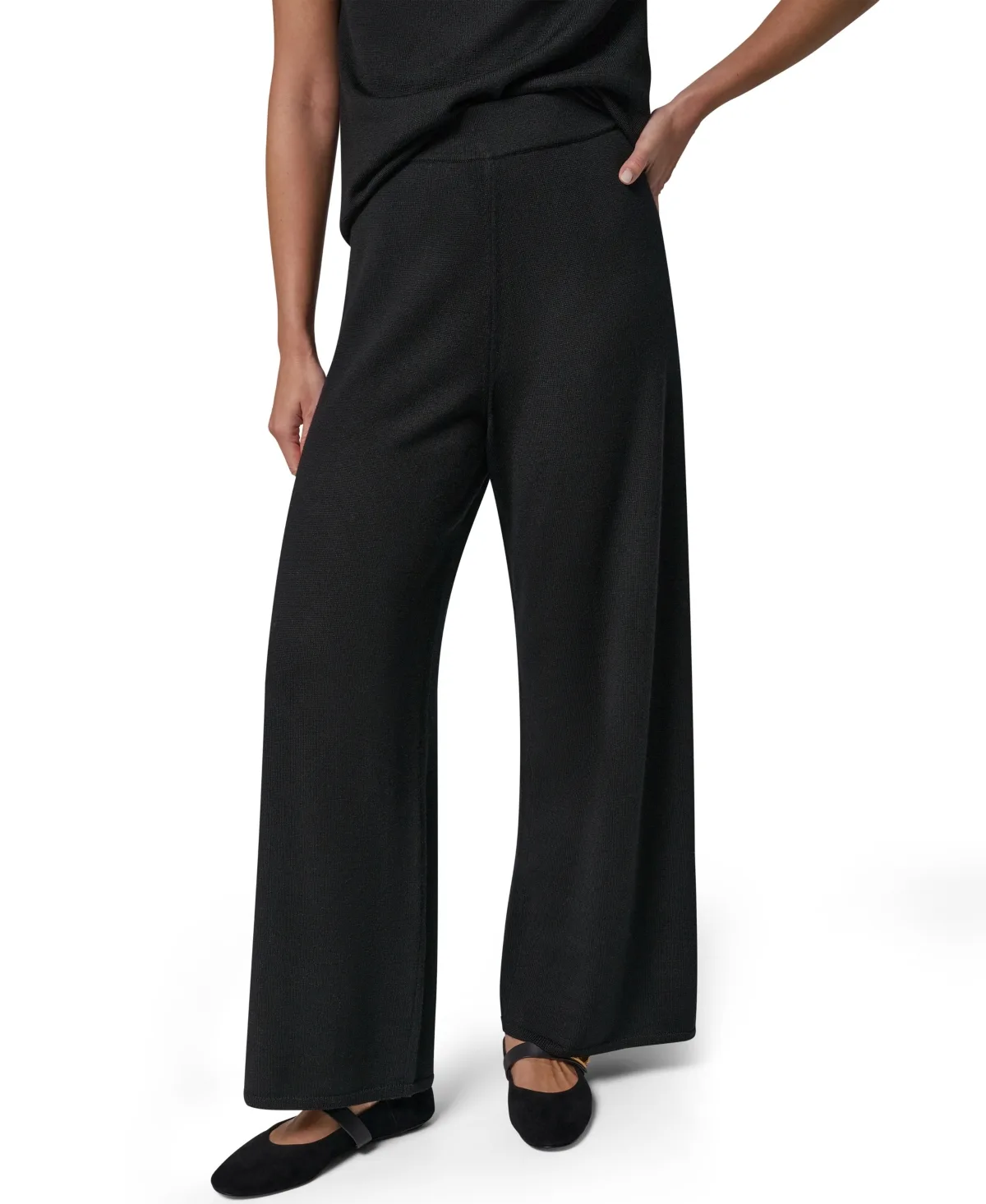Wide-Leg High-Waisted Pull-On Wool Pants by Donna Karan New York