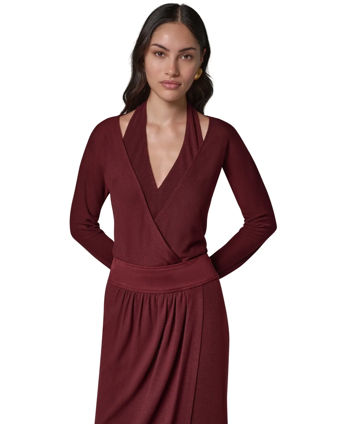 Long-Sleeve V-Neck Bodysuit by Donna Karan New York