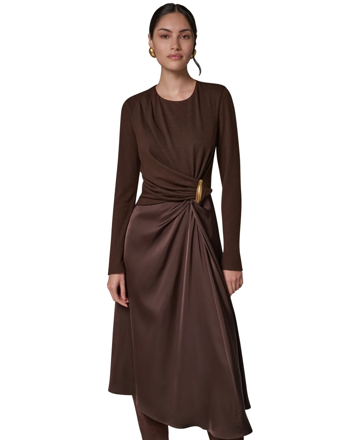 Long-Sleeve Fit-and-Flare Midi Dress by Donna Karan New York