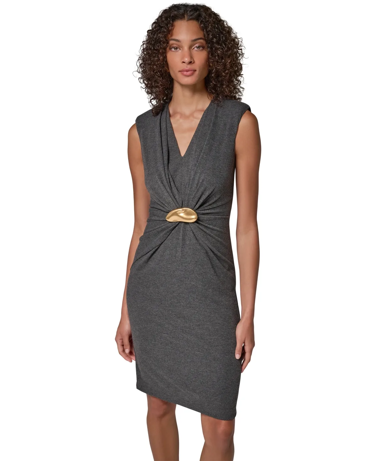 V-Neck Sleeveless Knee-Length Sheath Dress by Donna Karan New York