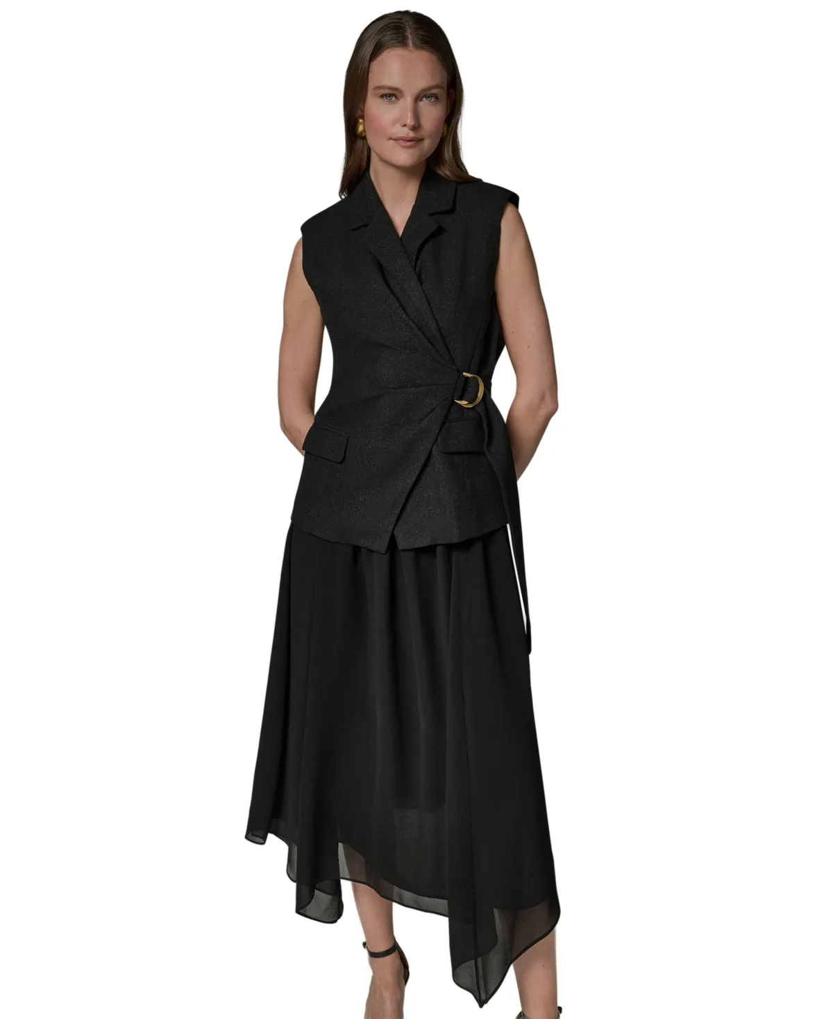 Collared Sleeveless Fit & Flare Dress by Donna Karan New York