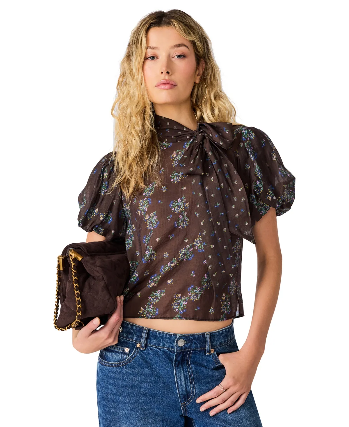 Lolanie Floral Puff-Sleeve Blouse by Steve Madden