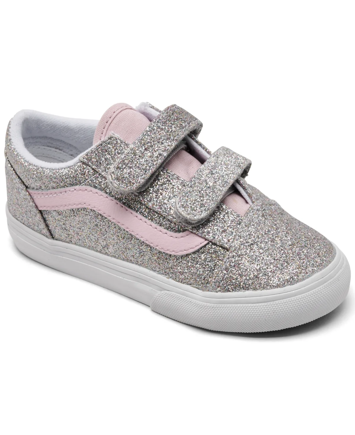 Old Skool V Glitter Low-Profile Hook-and-Loop Sneakers by Vans
