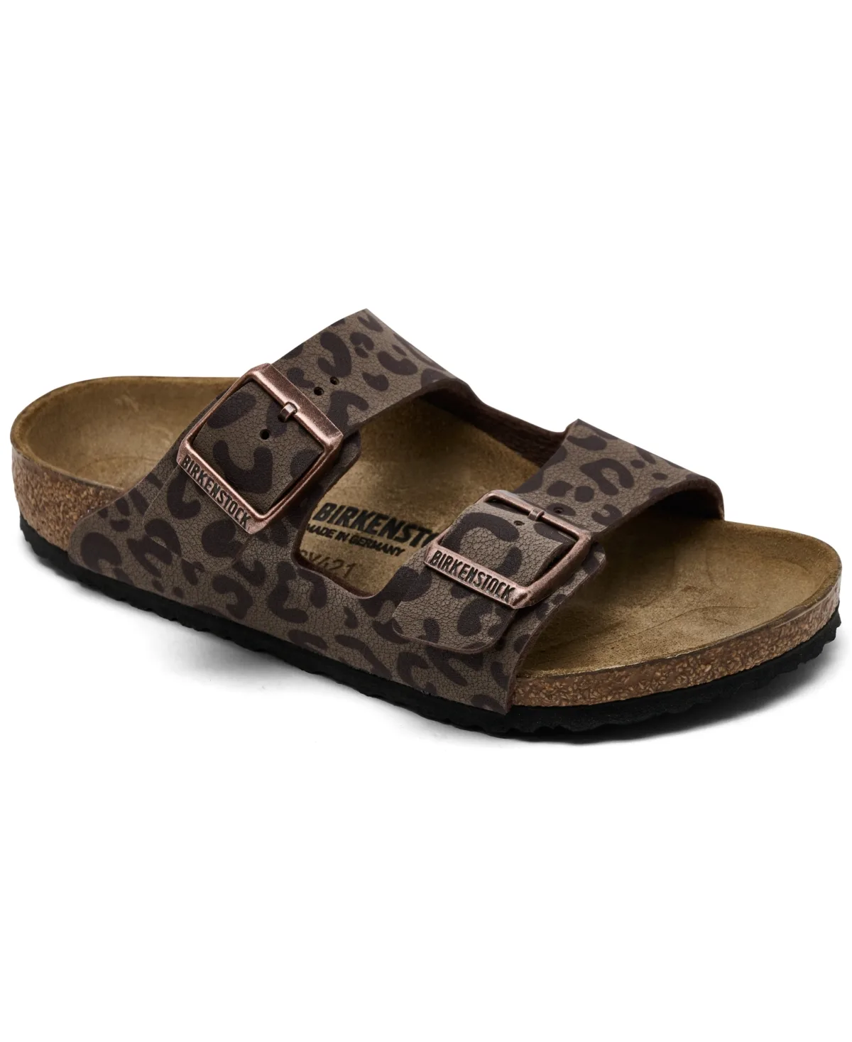 Arizona Two-Strap Cork Footbed Leopard Print Sandals by Birkenstock