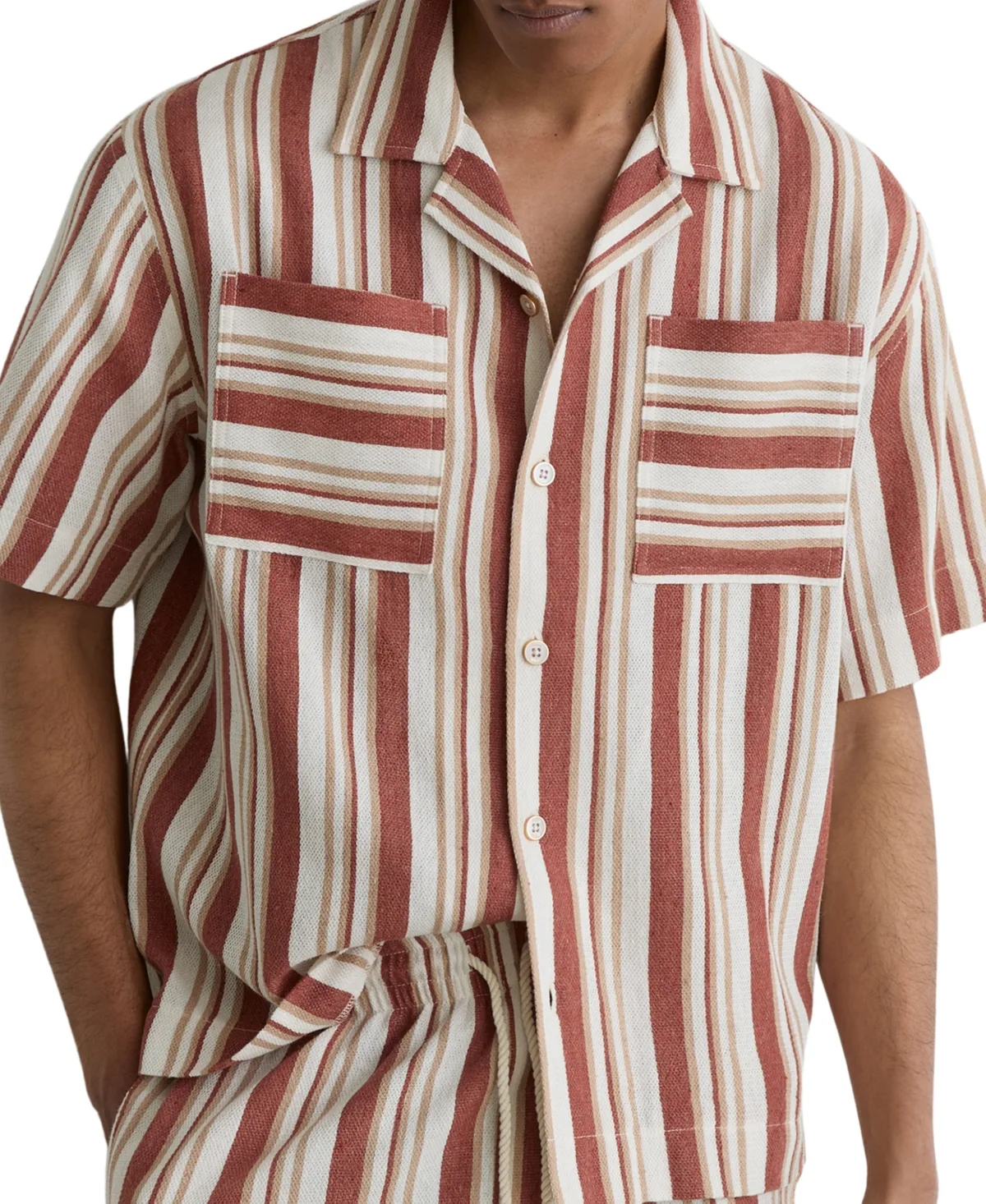 Celeste Stripe Twin Pocket Cuban Shirt by Reiss