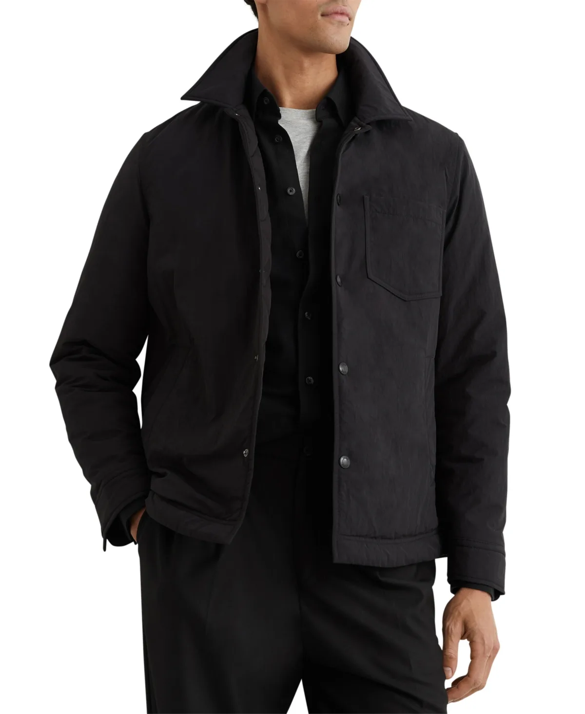 Quilted Press-Stud Overshirt by Reiss