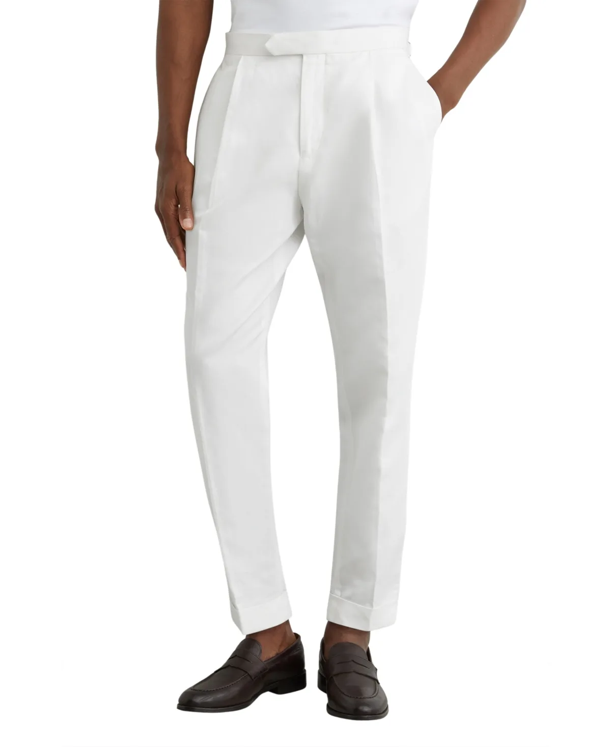 Com Pleated Linen-Blend Tapered Trousers Pants by Reiss