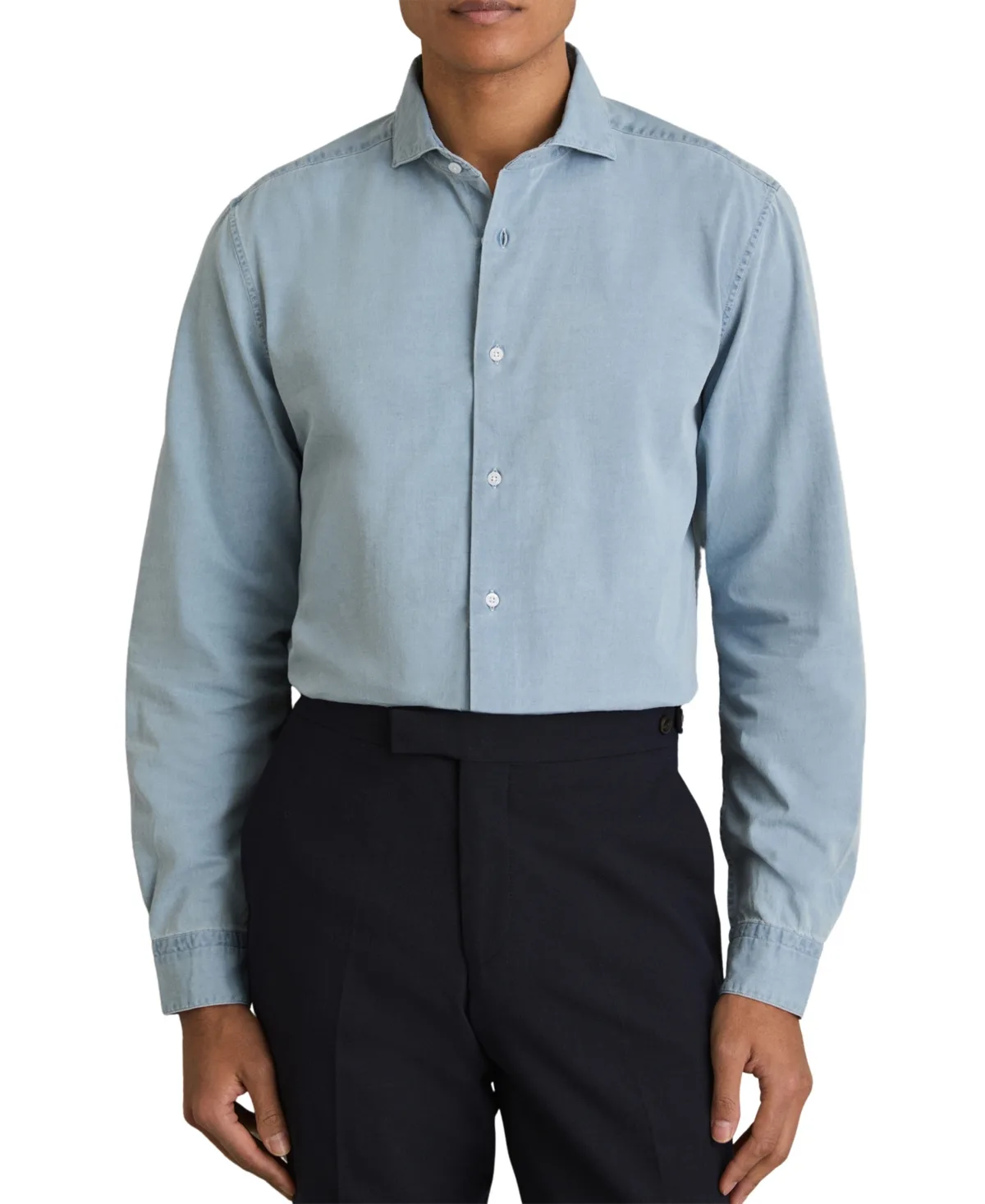 Draper Cutaway Collar Regular-Fit Chambray Shirt by Reiss