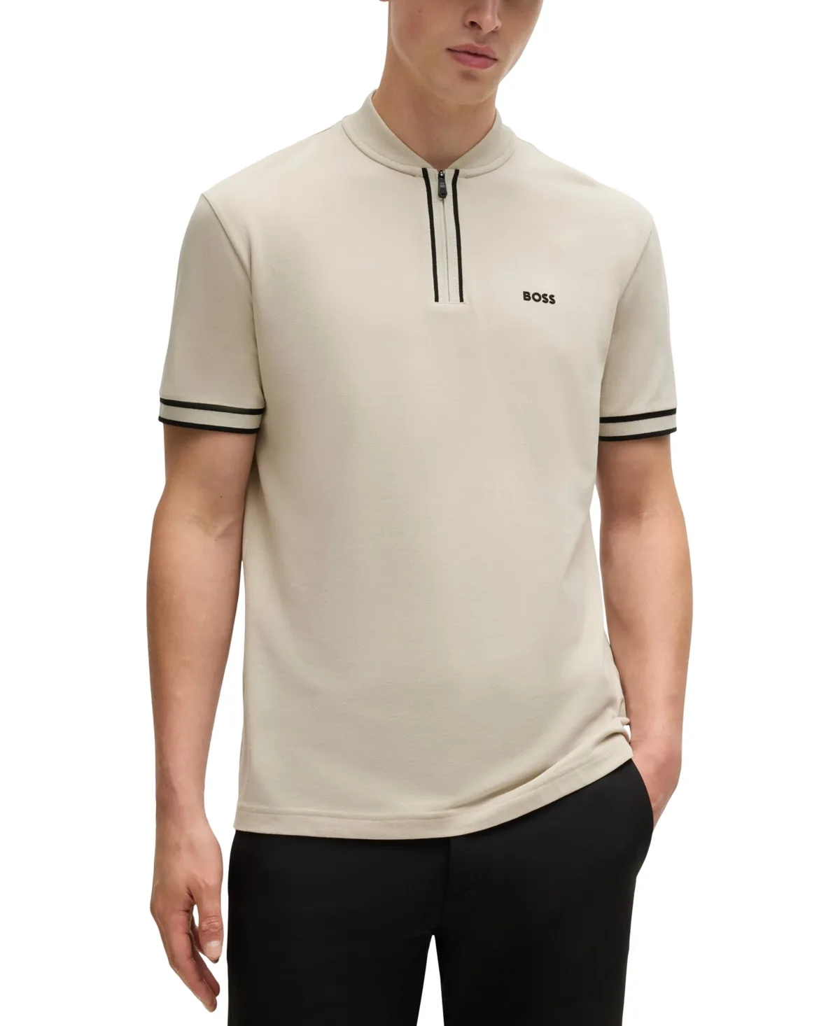 Cotton-Pique Zip-Neck Polo by Hugo Boss