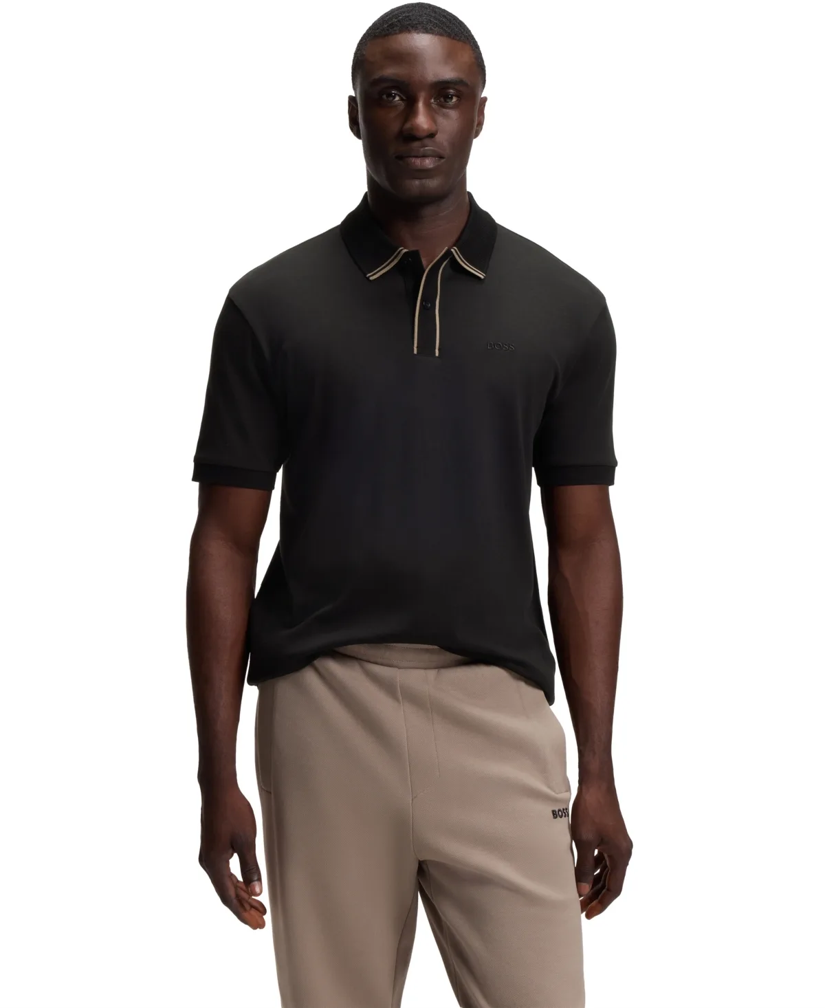 Interlock Cotton Striped-Trim Polo Shirt by Hugo Boss