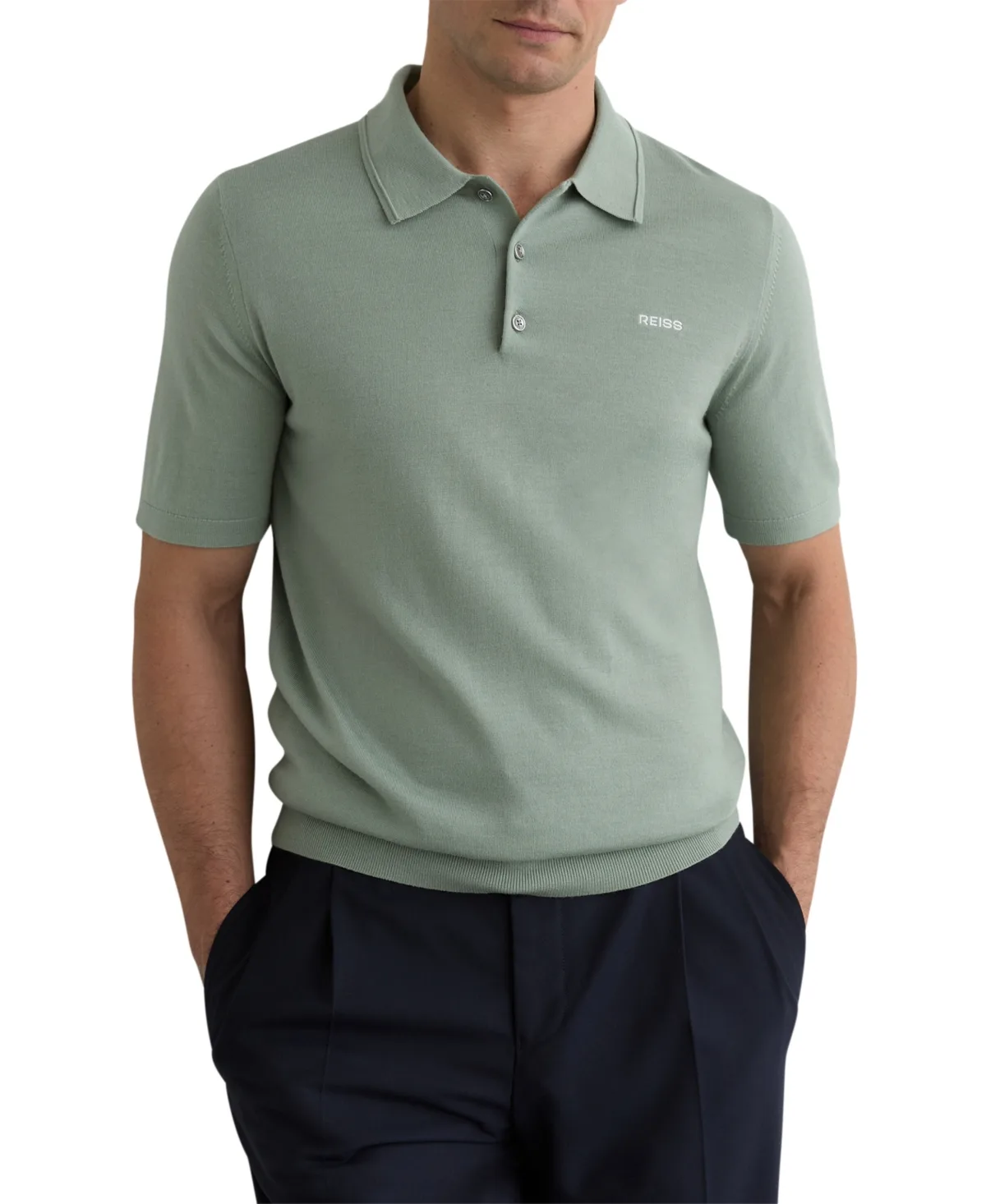 Albion Merino-Wool Slim-Fit Embroidered Logo Polo Shirt by Reiss