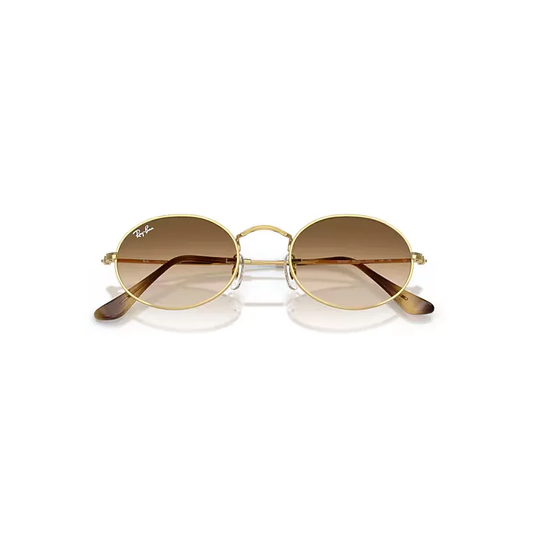 Oval Metal Sunglasses Arista Gold Frame Brown Lenses