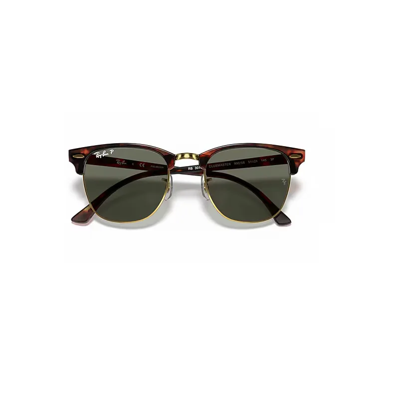 Clubmaster Classic Sunglasses Red Havana Frame Green Lenses Polarized