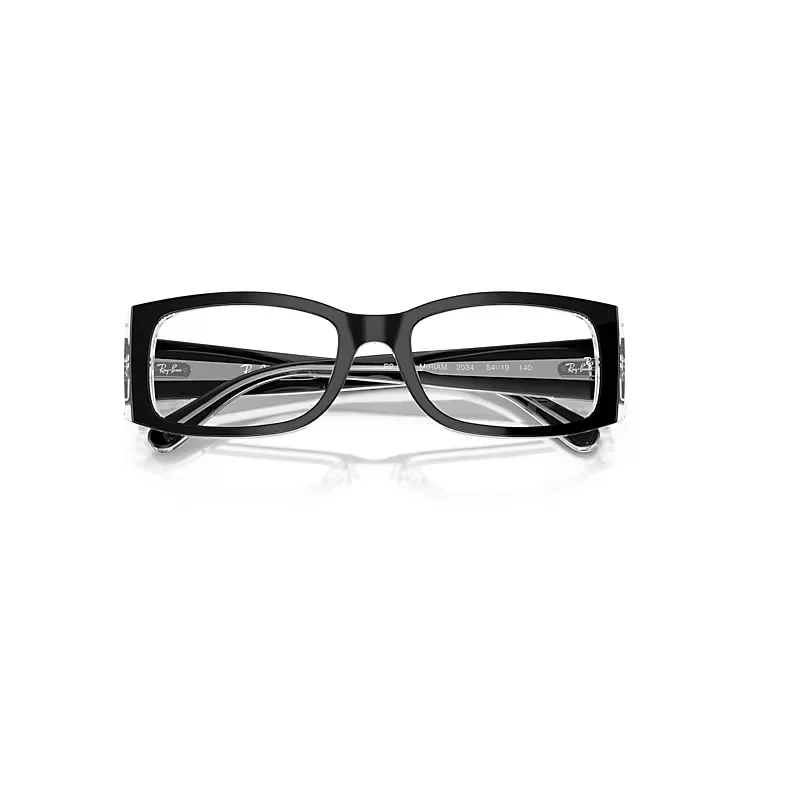 Miriam Optics Eyeglasses Black on Transparent Frame Clear Lenses Polarized by Ray-Ban