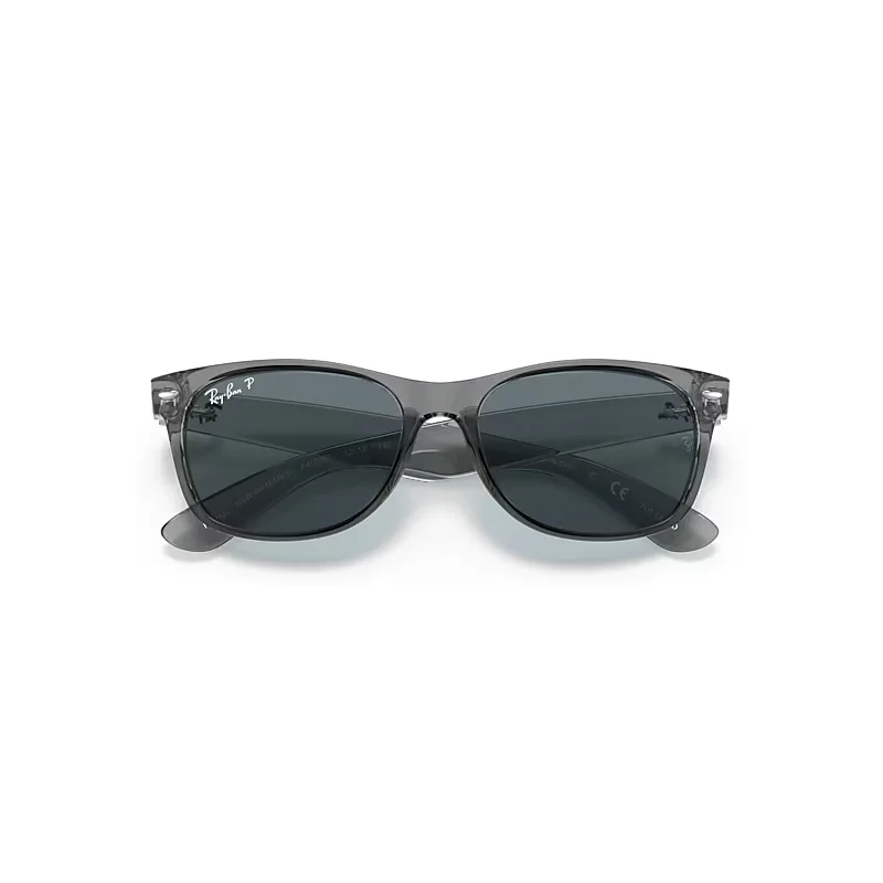 New Wayfarer Classic Sunglasses Grey Frame Blue Lenses Polarized by Ray-Ban