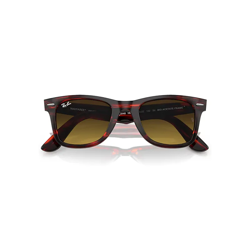 Original Wayfarer Bio-Based Sunglasses Striped Red Frame Brown Lenses by Ray-Ban