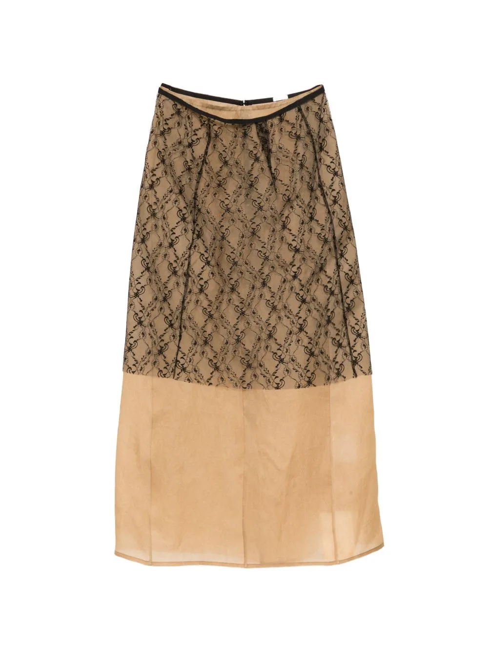 Lace-Panel Midi Skirt by YEAREAST