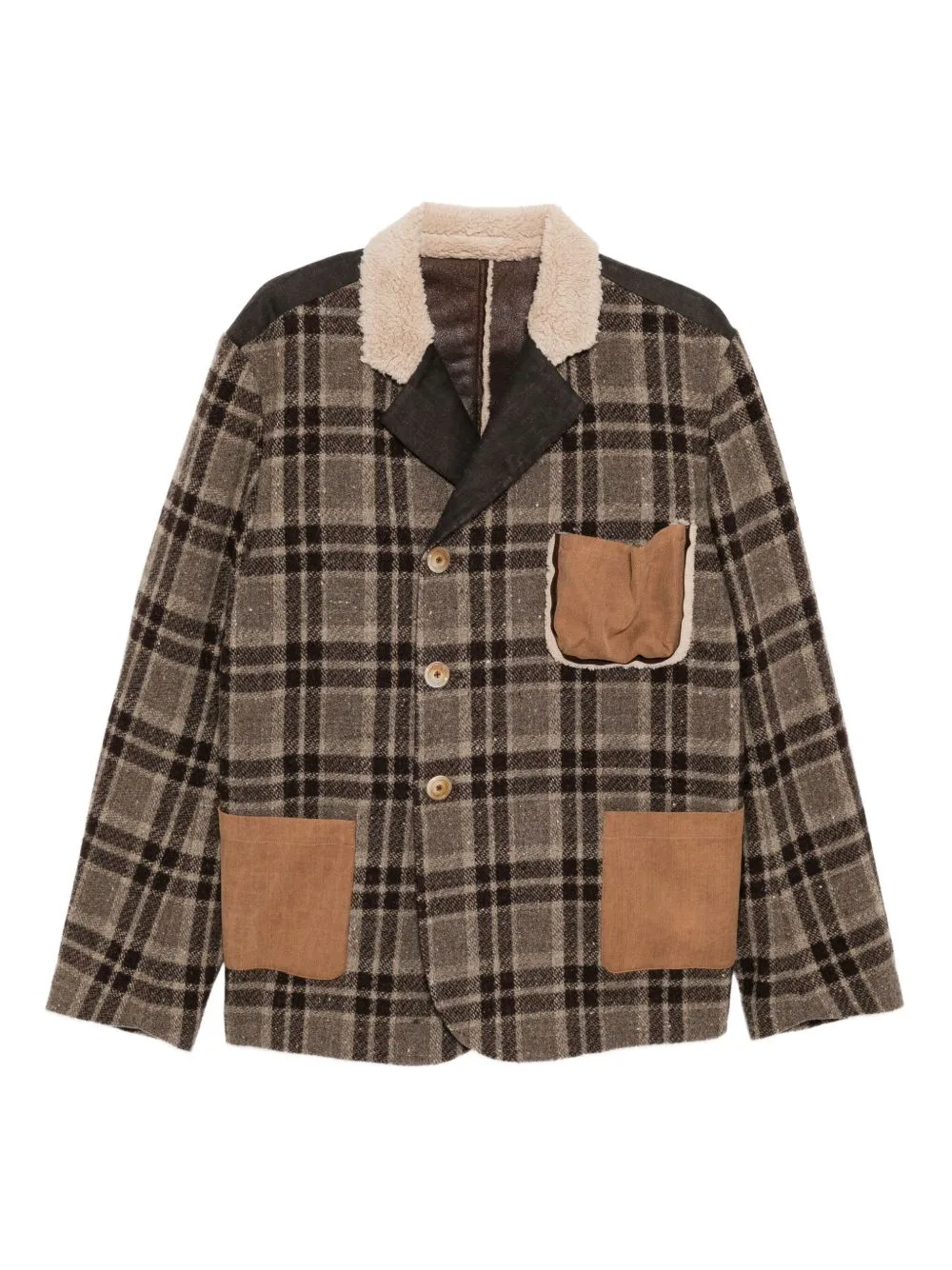 Checked Leather Jacket