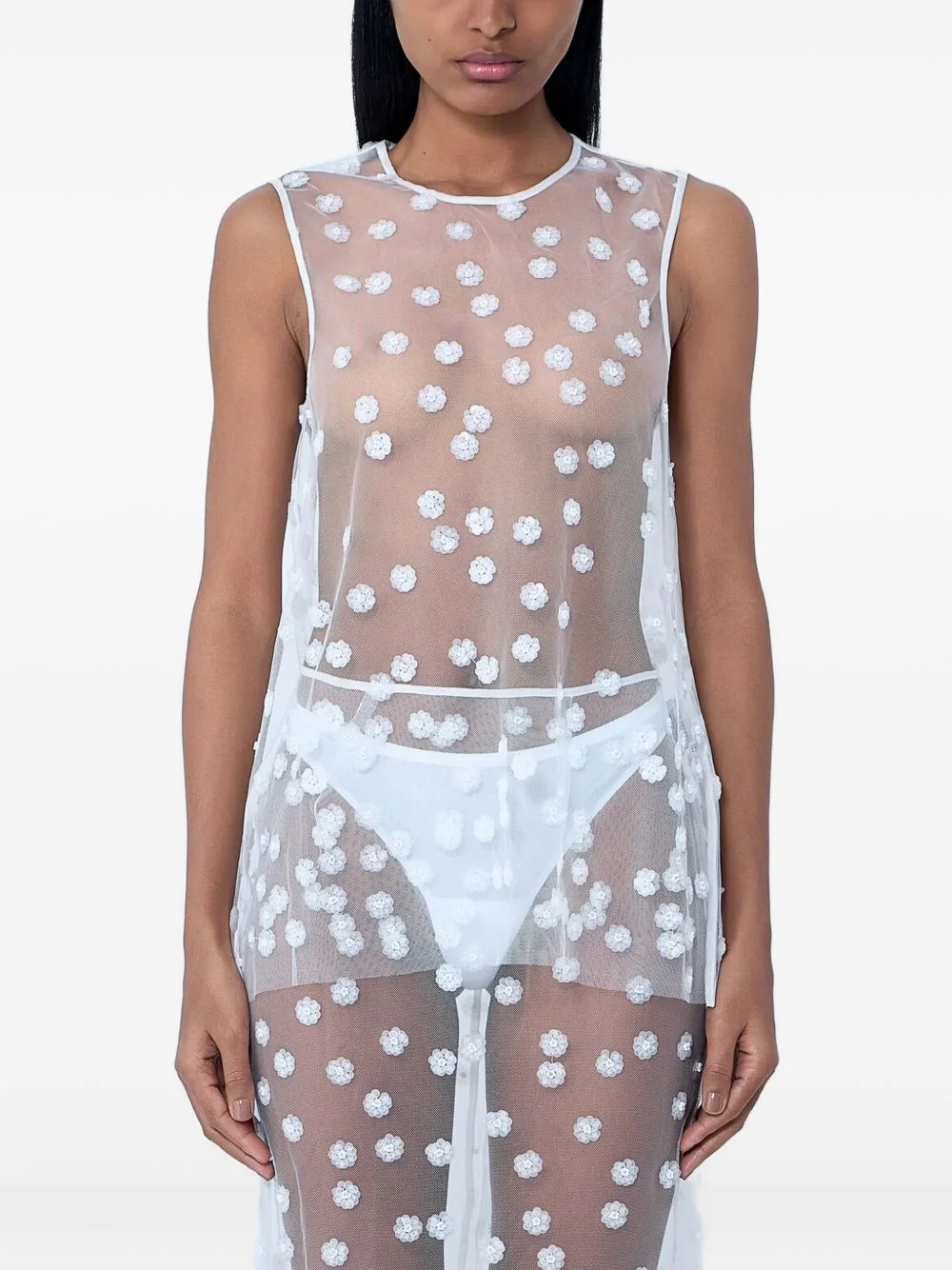 Floral-Embroidered Sheer Top by Cecilie Bahnsen