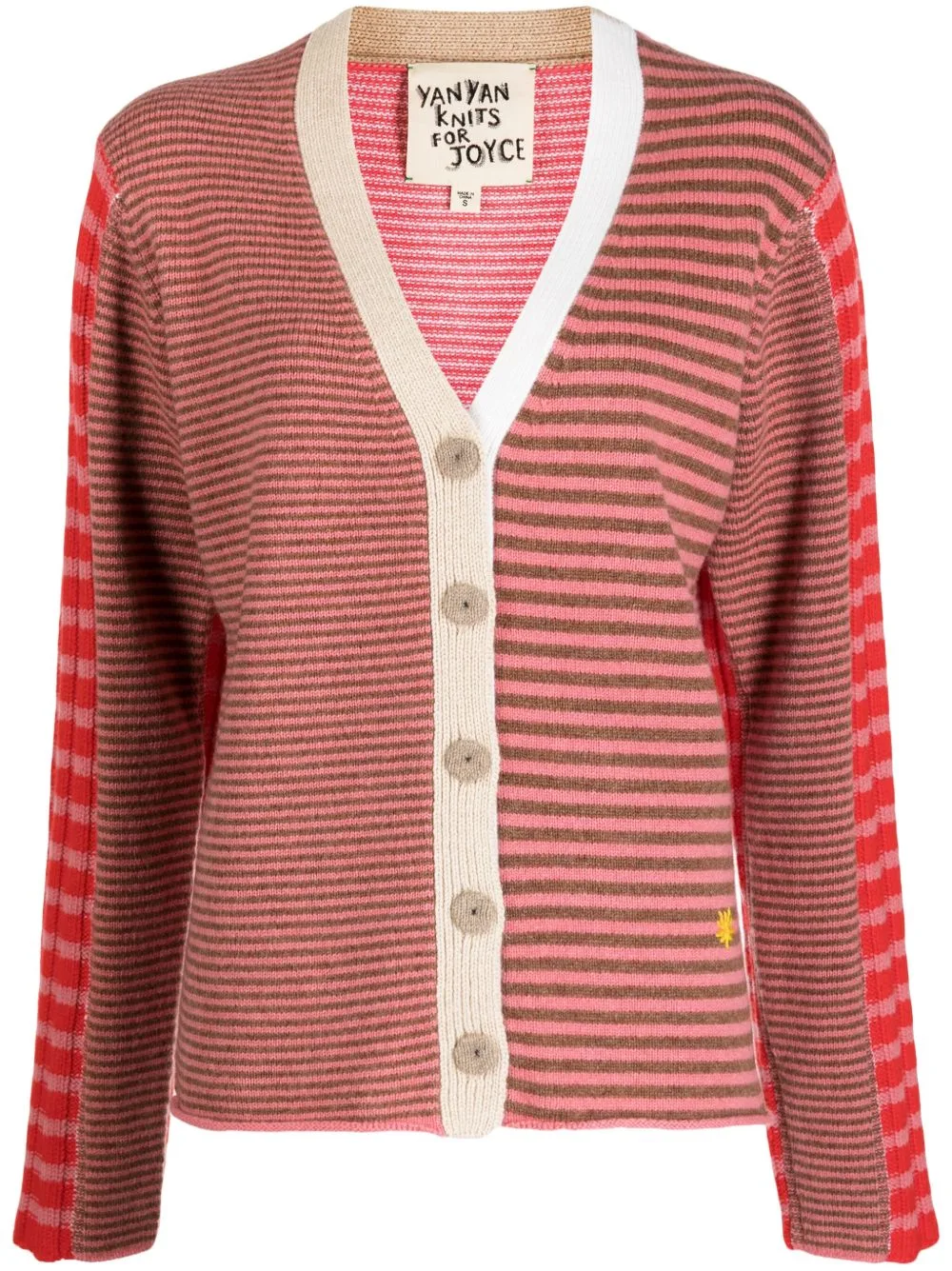 Striped V-Neck Cardigan by YANYAN KNITS