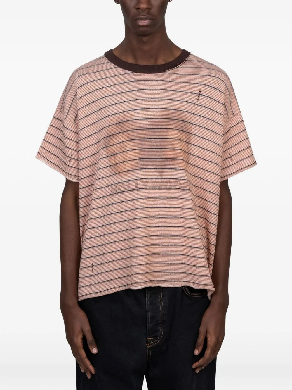 Distressed-Effect Striped-Pattern T-Shirt by Paly