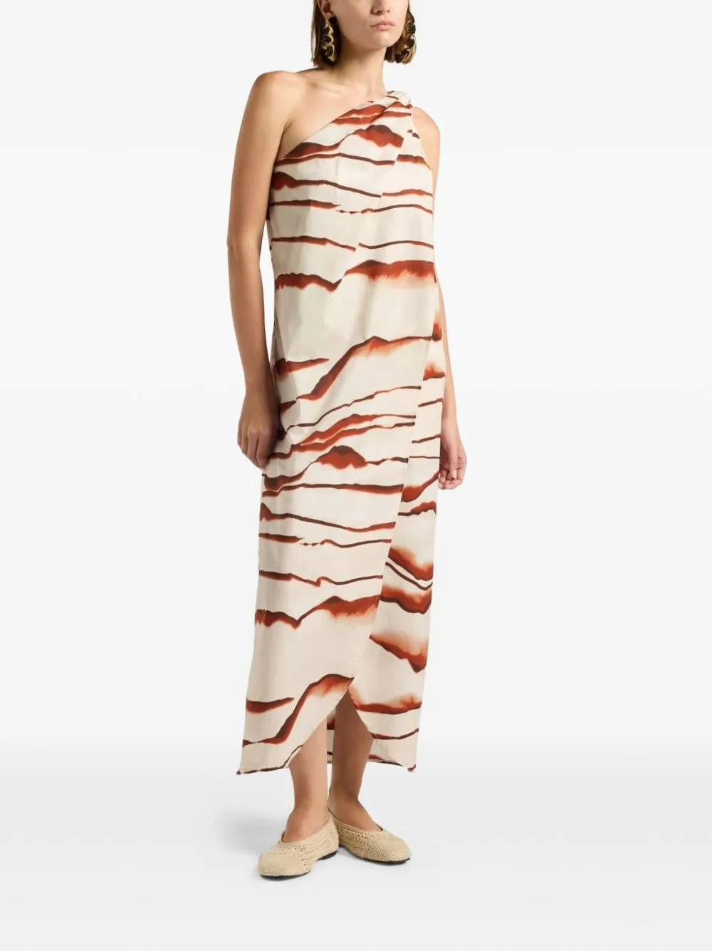 Artemide One-Shoulder Abstract-Print Dress by Liviana Conti