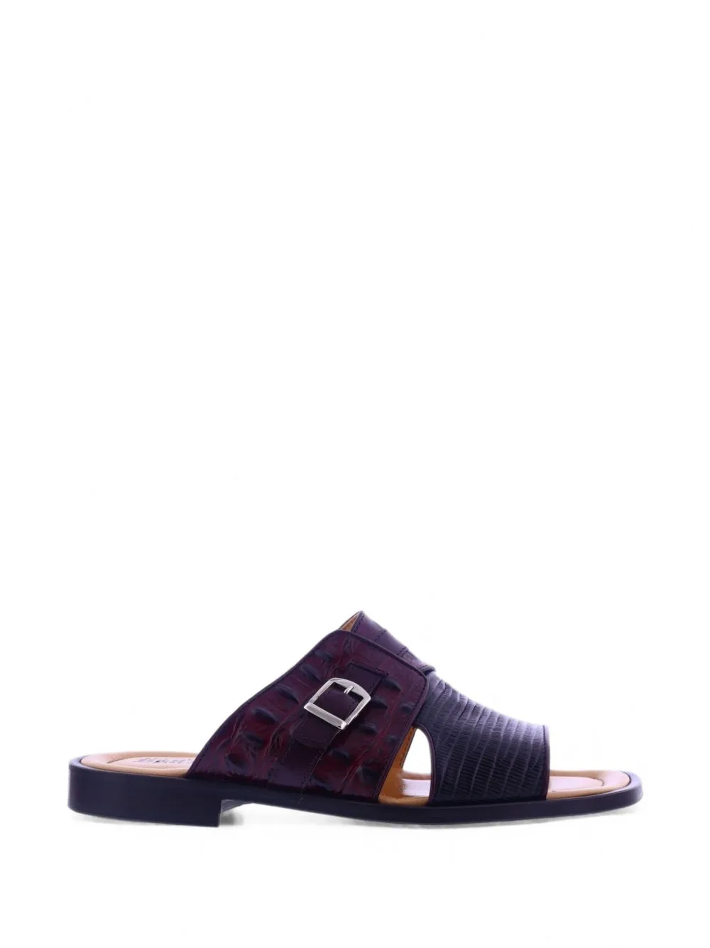 Croc-Effect Buckled Sandals
