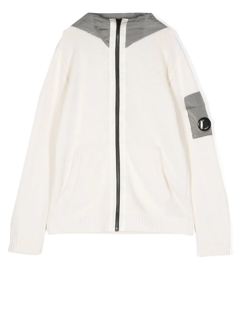 Logo-Patch Knitted Hoodie by C.P. Company Kids