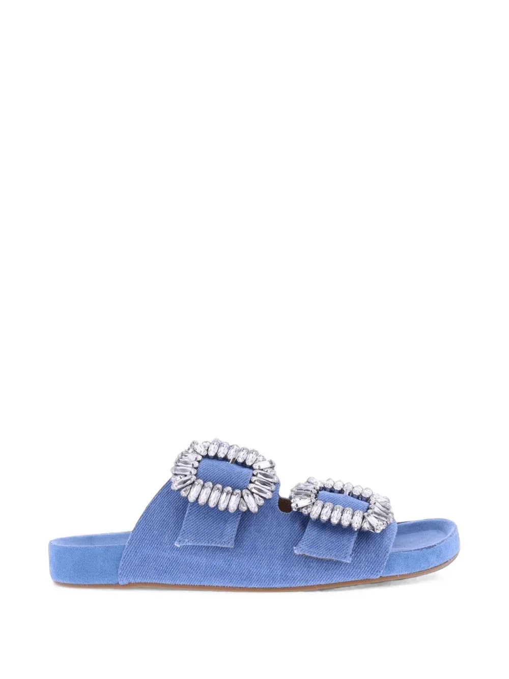 Crystal-Embellished Double-Strap Slippers by TORAL SHOES