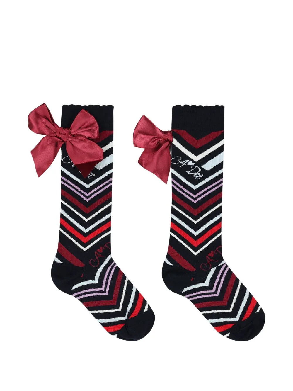 Alessandra Chevron-Pattern Bow-Detail Socks by A-Dee