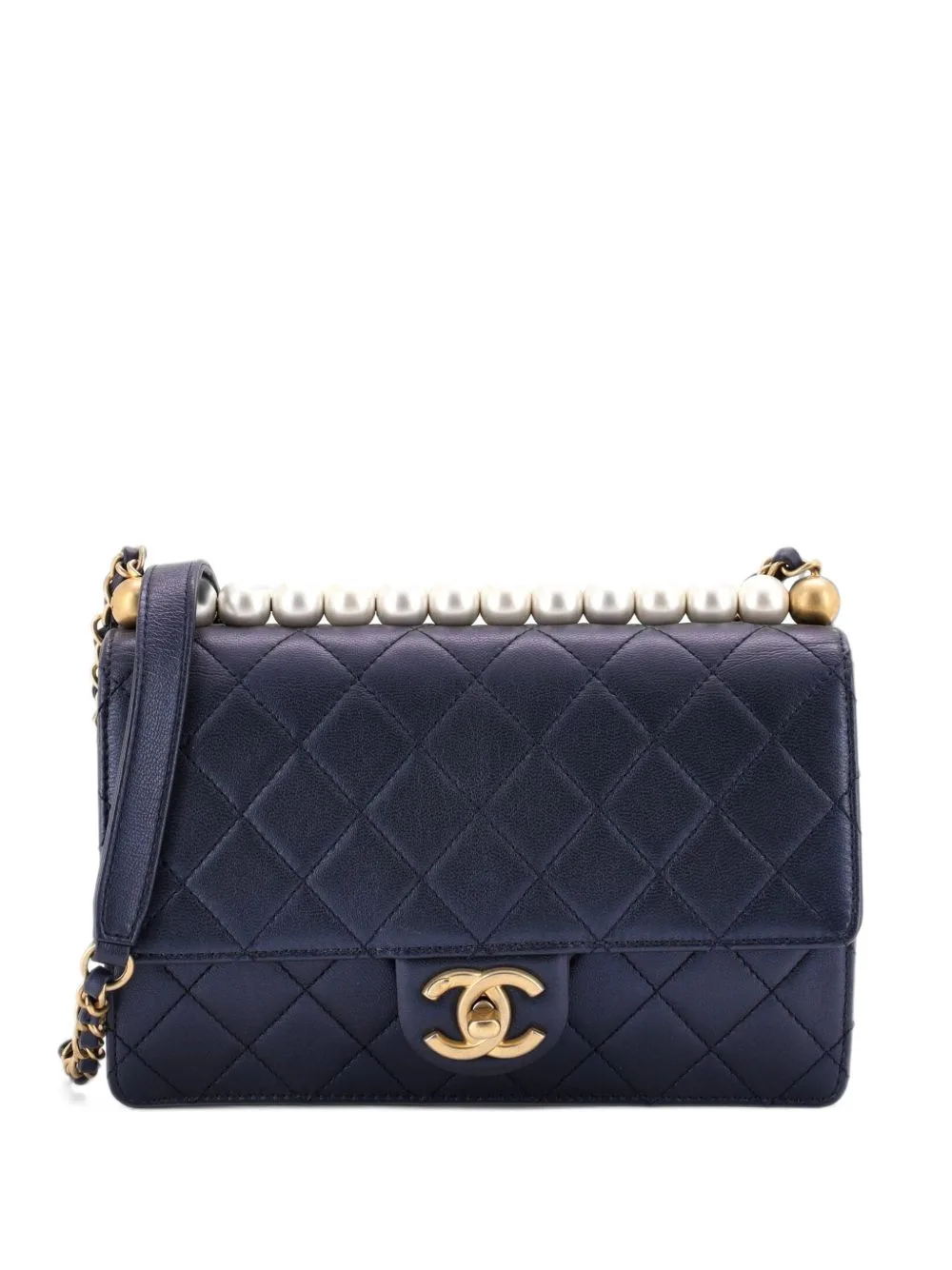 Chic Pearls Flap Bag Quilted Lambskin Small Shoulder Bag by CHANEL Pre-Owned