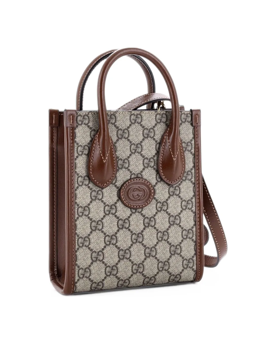 Interlocking G Patch Tote GG Coated Canvas Mini Satchel by Gucci Pre-Owned