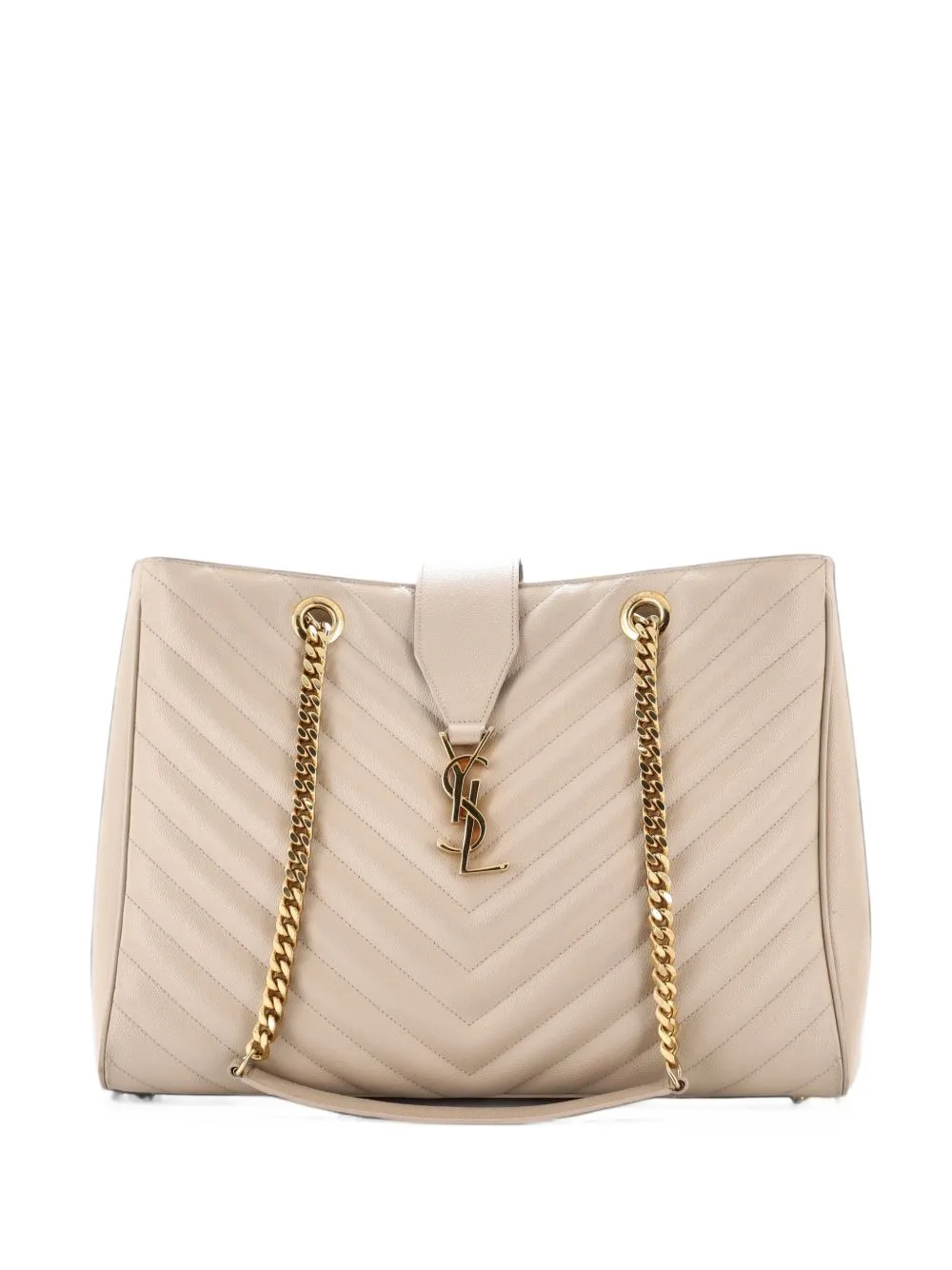 Classic Monogram Shopper Matelasse Chevron Leather Large Tote Bag by Saint Laurent Pre-Owned