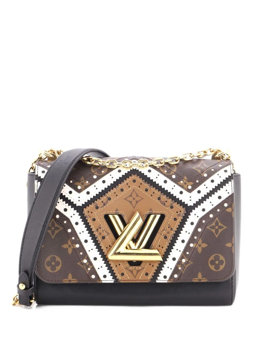 Twist Handbag Brogue Reverse Monogram Canvas and Leather mm Shoulder Bag by Louis Vuitton Pre-Owned