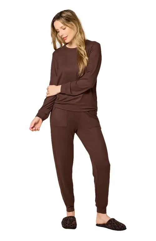 Dream Jersey Long Sleeve Crew Neck Lounge Set with Jogger Pant by Softies
