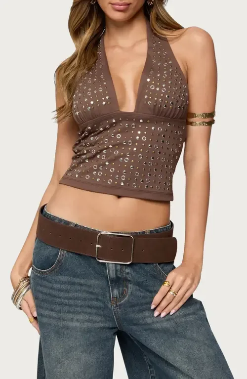 Jackie Studded Grommet Halter Top
