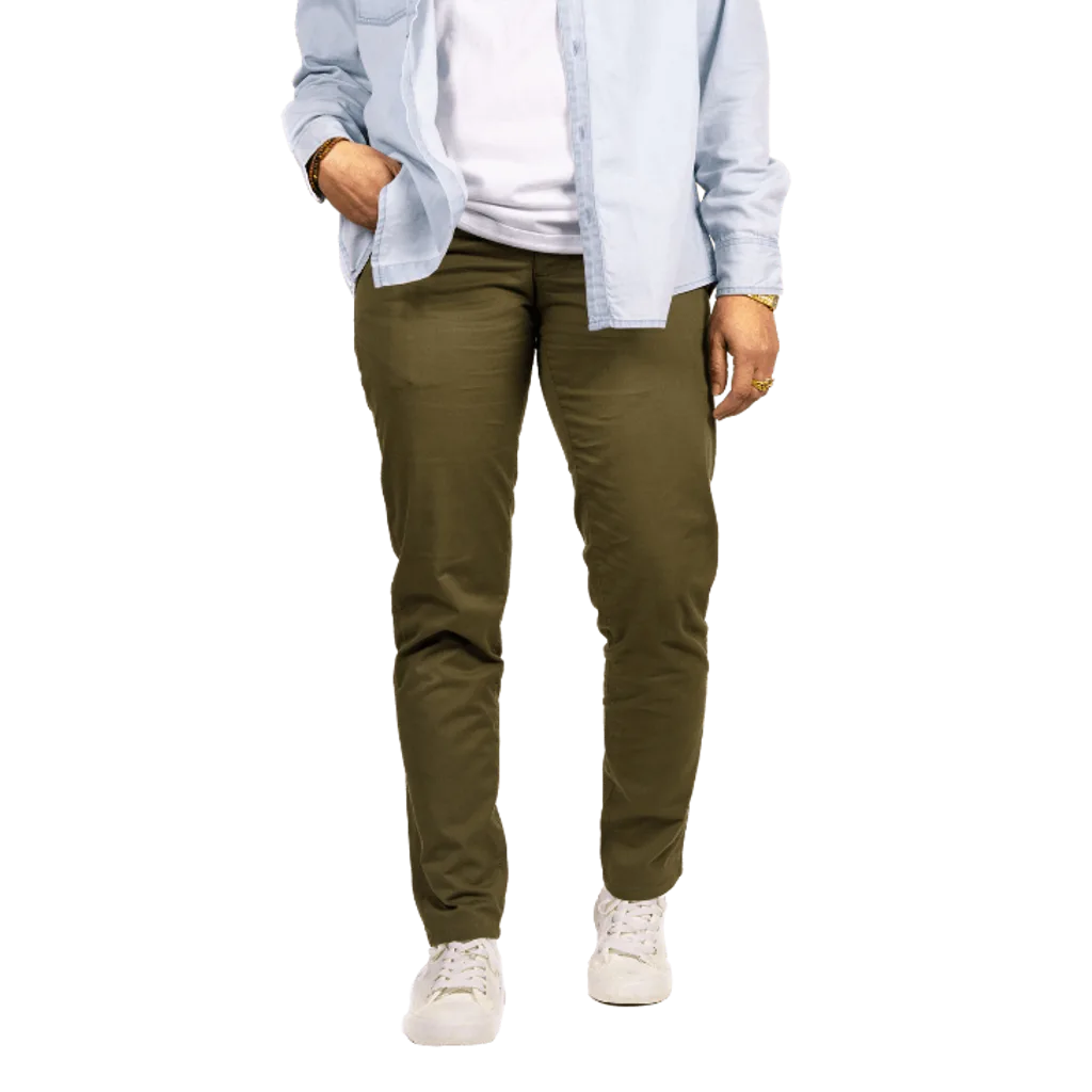 Slim Olive Chino Pants by Dapper Boi