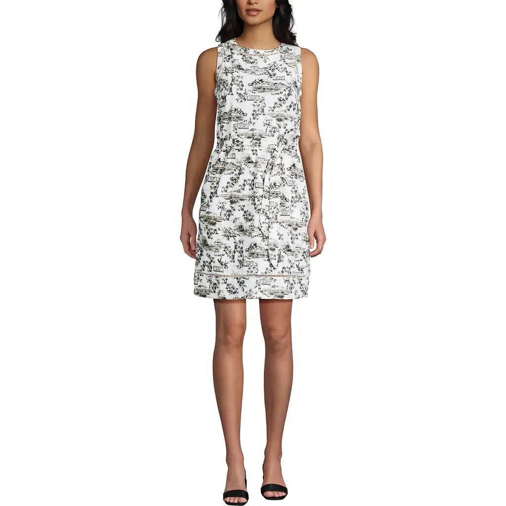 Cotton Jersey Crew Neck Sleeveless Shift Dress by Lands' End