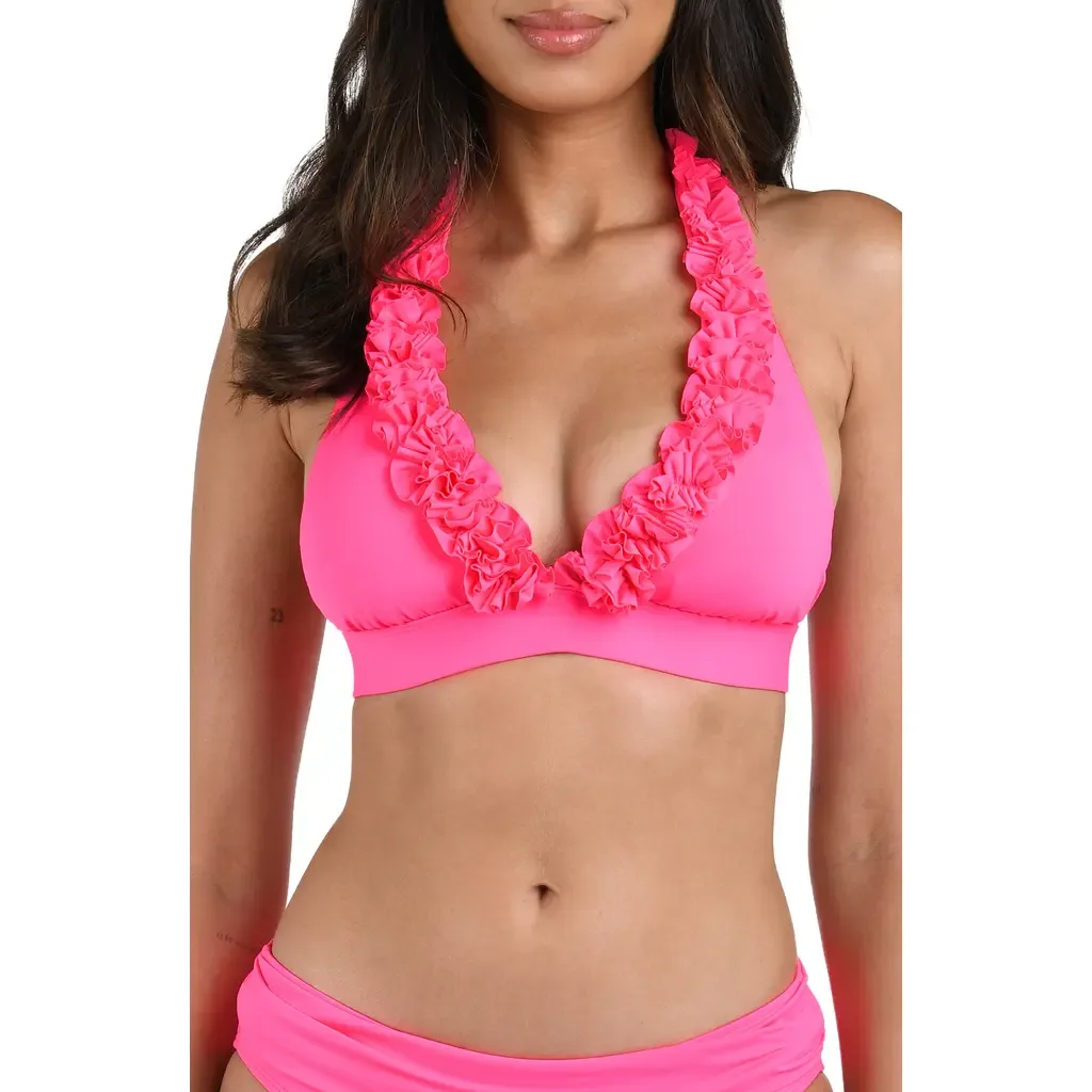 Island Goddess Ruffle Halter Bikini Top by La Blanca