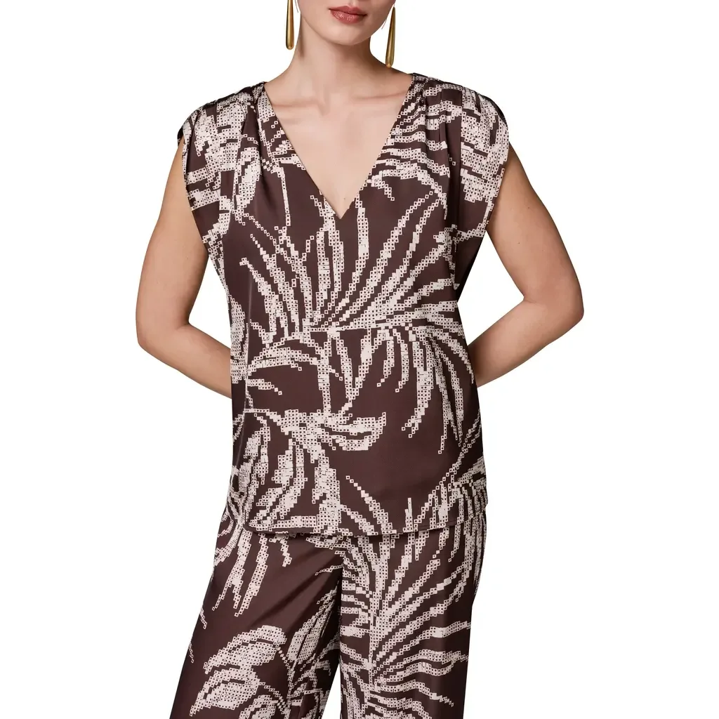 Print Cap Sleeve Top by Donna Karan New York