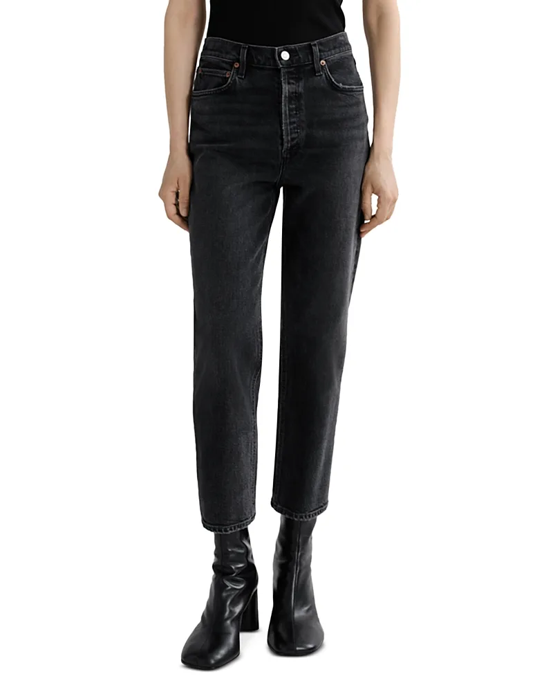 90s Pinch Waist High Rise Ankle Straight Jeans in Radius by AGOLDE